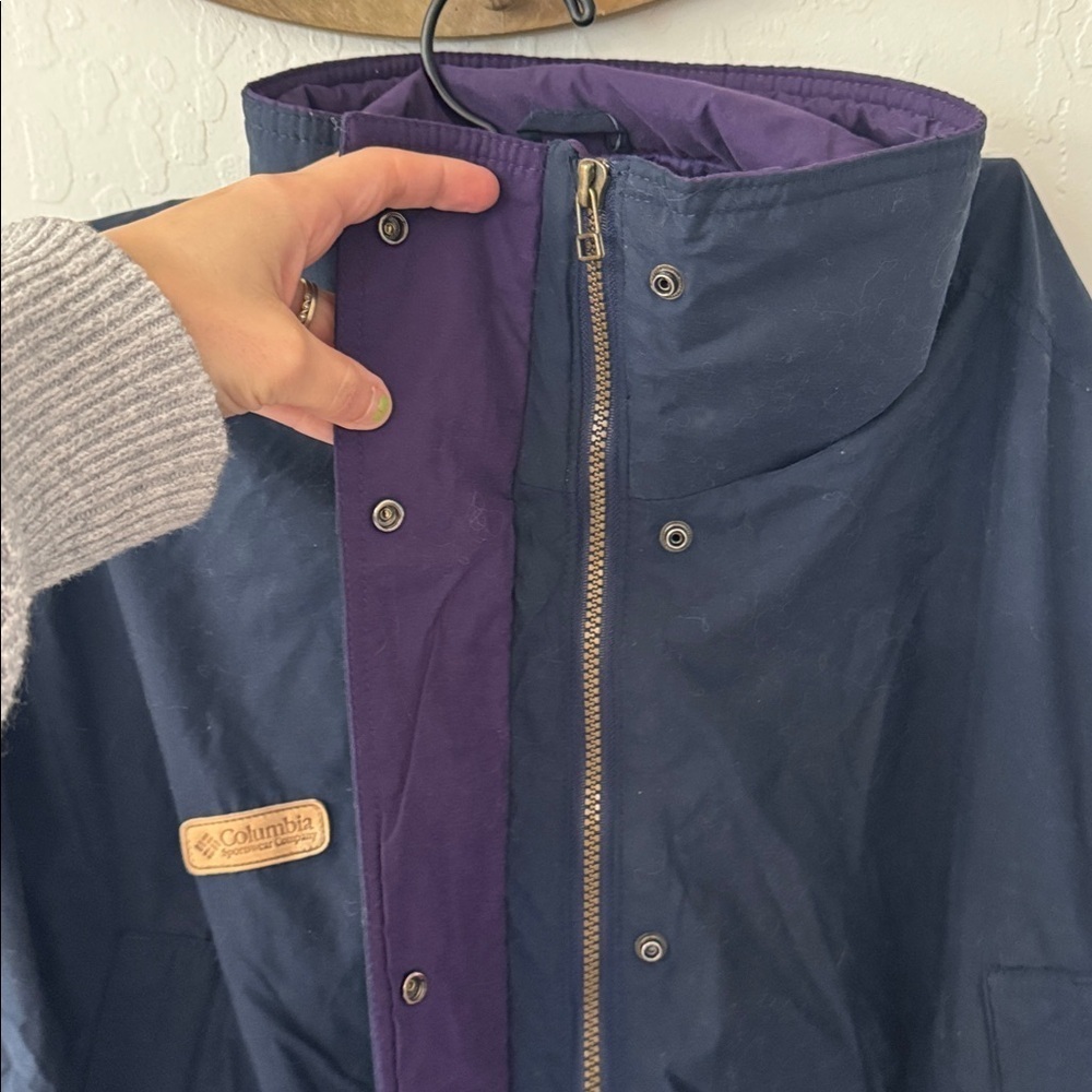VINTAGE Columbia Jacket Women Medium Blue Ski Snowboard Outdoor Zip Drawstring - Picture 4 of 12